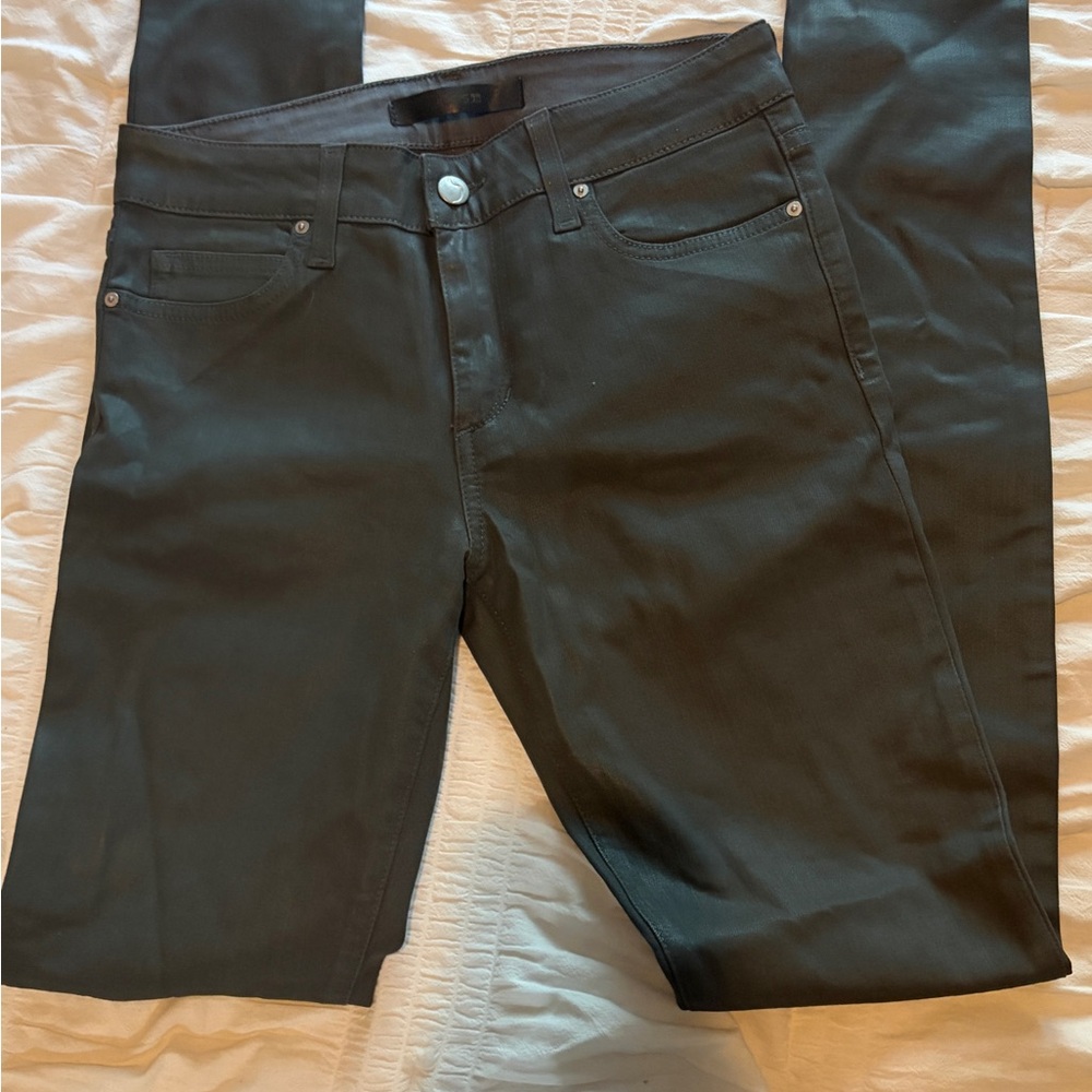 Grey Slim Fit Coated Jeans